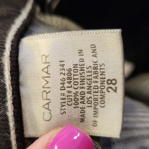 Black with white stitching Carmar distressed jean skirt size 28! New with tags! - Picture 3 of 12